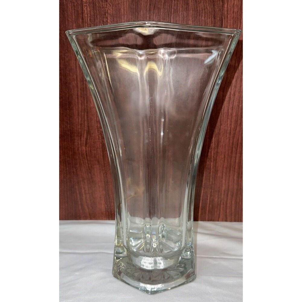 Heavy, Beautiful Vintage Hoosier Glass Hexagon Vase #4041  10in